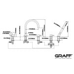 Graff M.E./M.E.25 Bateria wannowa 5-otworowa z zestawem prysznicowym Chrom E-6153-LM62B