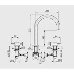 Graff M.E./M.E.25 Bateria wannowa 3-otworowa Chrom E-6152-LM62B