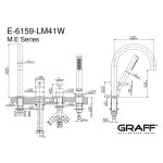 Graff M.E./M.E.25 Bateria wannowa 3-otworowa z zestawem prysznicowym Chrom E-6159-LM41W