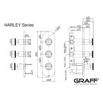 Graff M-Series Zestaw natryskowy termostatyczny podtynkowy z deszczownicą ścienną Ø 252 mm i zestawem prysznicowym Chrom HARLEY05