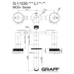 Graff MOD  Bateria umywalkowa 3-otworowa podtynkowa 191 mm - element zewnętrzny Chrom E-11530-R2-L1-T