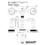 Graff MOD  Bateria umywalkowa 3-otworowa podtynkowa 235 mm - element zewnętrzny Chrom E-11531-R1-L1-T