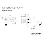 Graff MOD   Bateria umywalkowa 2-otworowa podtynkowa 190 mm - element zewnętrzny Chrom E-11535-R1-L1-T