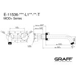 Graff MOD   Bateria umywalkowa 2-otworowa podtynkowa 235 mm - element zewnętrzny Chrom E-11536-R2-L1-T