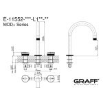 Graff MOD+ Bateria wannowa 3-otworowa bez zestawu prysznicowego Chrom E-11552-R2-L1