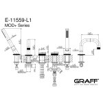 Graff MOD+ Bateria wannowa 4-otworowa nablatowa z zestawem prysznicowym Chrom E-11559-R1-L1