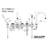 Graff MOD+ Bateria wannowa 5-otworowa nablatowa z zestawem prysznicowym Chrom E-11553-R1-L1