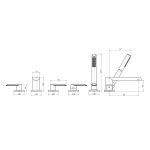 Graff Phase Bateria wannowa 5-otworowa z zestawem prysznicowym Chrom E-6651-LM45B