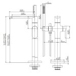 Graff Phase Bateria wannowa wolnostojąca z zestawem prysznicowym - element zewnętrzny Chrom E-6654-LM45N-T