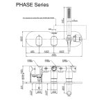 Graff Phase Bateria wannowa termostatyczna 3-otworowa podtynkowa z zestawem prysznicowym - element zewnętrzny Chrom EL7.090H-LM45E0-T