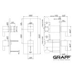 Graff Qubic Bateria natryskowa termostatyczna 2-uchwytowa podtynkowa - element zewnętrzny Chrom E-8048-LM39E0-T