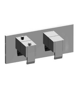 Graff Qubic Bateria natryskowa termostatyczna 2-uchwytowa podtynkowa - element zewnętrzny Chrom E-8048H-LM38E0-T