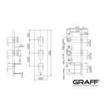 Graff Qubic Bateria natryskowa termostatyczna 3-uchwytowa podtynkowa - element zewnętrzny Chrom E-8057-LM38E0-T