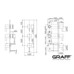 Graff Qubic Bateria natryskowa termostatyczna 3-uchwytowa podtynkowa - element zewnętrzny Chrom E-8057-LM39E0-T