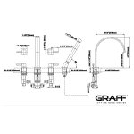 Graff Qubic Bateria wannowa 4-otworowa z zestawem prysznicowym Chrom E-6252-LM39B