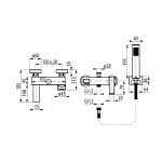 Graff Qubic Bateria wannowo-natryskowa z zestawem prysznicowym ściennym Chrom EX-3776-LM38W