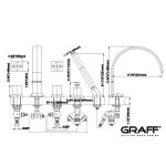 Graff Sade Bateria wannowa 5-otorowa z zestawem natryskowym Chrom E-1856-C14B