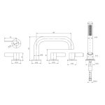 Graff Terra Bateria wannowa 5-otworowa z zestawem prysznicowym Chrom E-6751-C17B