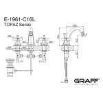 Graff Topaz Bateria bidetowa 3-otworowa z korkiem Chrom E-1961-C16L
