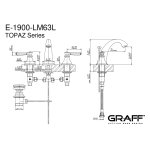 Graff Topaz Bateria umywalkowa 3-otworowa z korkiem Chrom E-1900-LM63L