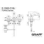 Graff Topaz Bateria umywalkowa 3-otworowa z korkiem Chrom E-1900-C16L