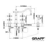 Graff Tuscany Bateria kuchenna 3-otworowa z boczną słuchawką Chrom E-4220-C3