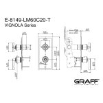 Graff Vignola Bateria natryskowa podtynkowa z termostatem - element zewnętrzny Chrom E-8149-LM60C20-T