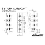 Graff Vignola Bateria natryskowa podtynkowa 4-uchwytowa - element zewnętrzny Chrom E-8179HH-ALM60C20-T