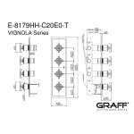 Graff Vignola Bateria natryskowa podtynkowa 4-uchwytowa - element zewnętrzny Chrom E-8179HH-C20E0-T