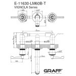 Graff Vignola Bateria umywalkowa podtynkowa 191 mm - element zewnętrzny Chrom E-11630-R3-LM60B-T