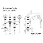 Graff Vignola Bateria wannowa nablatowa z zestawem prysznicowym Chrom E-11659-R3-C20B