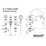 Graff Vignola Bateria wannowa nablatowa z zestawem prysznicowym Chrom E-11658-R3-C20B