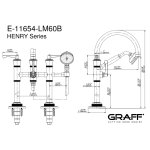 Graff Vignola Bateria wannowa wolnostojąca z zestawem prysznicowym Chrom E-11654-R4-LM60B