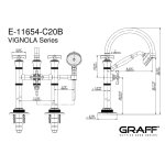 Graff Vignola Bateria wannowa wolnostojąca z zestawem prysznicowym Chrom E-11654-R4-C20B