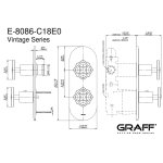 Graff Vintage Bateria natryskowa podtynkowa 2-uchwytowa Chrom E-8086-C18E0-T