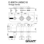 Graff Vintage Bateria natryskowa podtynkowa 3-uchwytowa - element zewnętrzny Chrom E-8087H-LM56C18-T