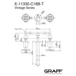 Graff Vintage Bateria umywalkowa 3-otworowa 191 mm podtynkowa - element zewnętrzny Chrom E-11330-C18B-T