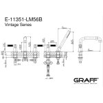 Graff Vintage Bateria wannowa 5-otworowa z zestawem prysznicowym Chrom E-11351-LM56B