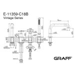 Graff Vintage Bateria wannowa 4-otworowa PROGRESSIVE z zestawem prysznicowym Chrom E-11359-C18B