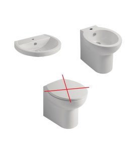   Kerasan Bit Zestaw: umywalka 62x49 + bidet stojący + miska stojąca biały 444001+442001+441601 WIETRZENIE MAGAZYNÓW !!! (K)