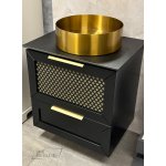       Krofam Chic Zestaw Umywalka Ø40 + Szafka z blatem pod umywalkę + Lustro 60x80 black/gold ZESTAWCHIC WYPRZEDAŻ EKSPOZYCJI!!