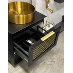       Krofam Chic Zestaw Umywalka Ø40 + Szafka z blatem pod umywalkę + Lustro 60x80 black/gold ZESTAWCHIC WYPRZEDAŻ EKSPOZYCJI!!