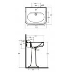 Olympia Ceramica Impero Umywalka 70x58 z postumentem biały IMP4371101+IMP9CO01