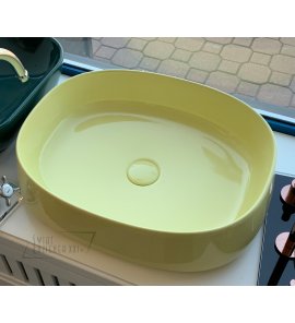 Olympia Ceramica Paddle Umywalka 52x42 z korkiem klik klak yellow glossy PAD4B50030+PIL30C