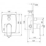 Omnires Ebro Bateria prysznicowo-wannowa podtynkowa Chrom EB2135CR