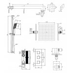 Omnires Fresh Zestaw prysznicowy podtynkowy z deszczownicą 250x250 mm i słuchawką prysznicową Chrom SYSFR12XCR