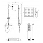 Omnires Mini Zestaw prysznicowo-wannowy termostatyczny ścienny z deszczownicą 200x200 mm i słuchawką prysznicową Chrom MI1544-XKCR