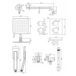 Omnires Parma Zestaw prysznicowy termostatyczny podtynkowy z deszczownicą 200x200 mm i słuchawką prysznicową Grafit SYSPM11GR