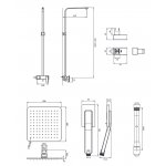 Omnires Parma Zestaw prysznicowy ścienny z deszczownicą 200x200 mm i słuchawką prysznicową Grafit PM7444GR