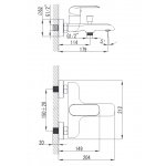 Omnires Sacramento Bateria wannowo-prysznicowa ścienna Czarny SC2330BL